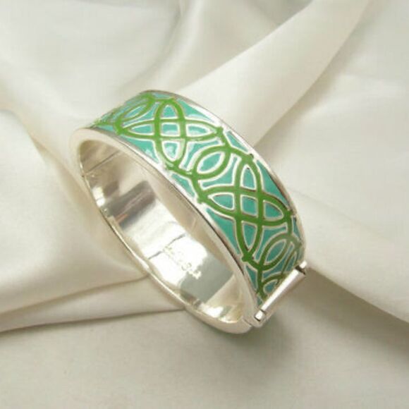 stella & dot ~ eleanor enamel green bangle ~ retired - Picture 1 of 5